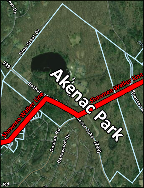 Map of new Shawnee-Walker line cutting through Akenac Park